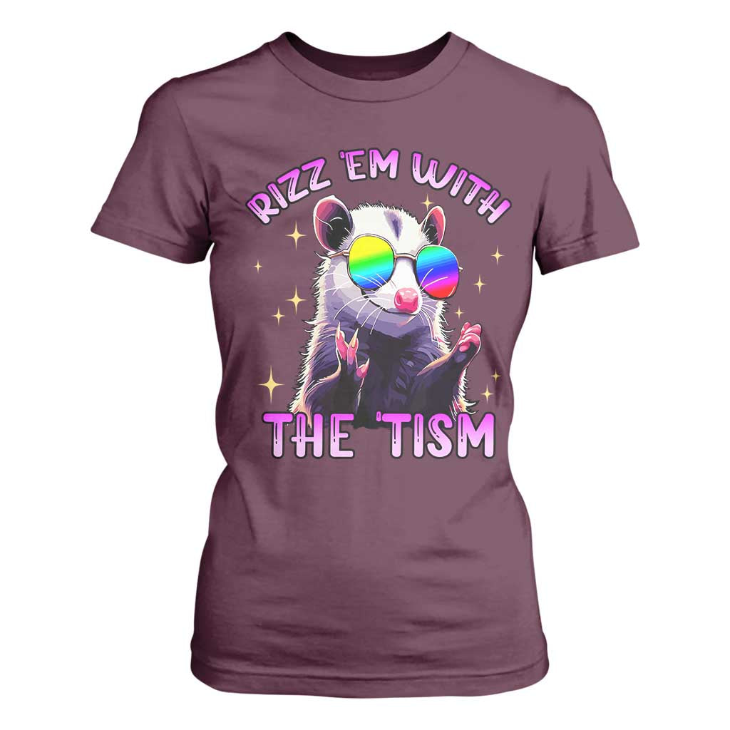 Funny Autism Opossum T Shirt For Women Rizz Em With The Tism Meme Autistic