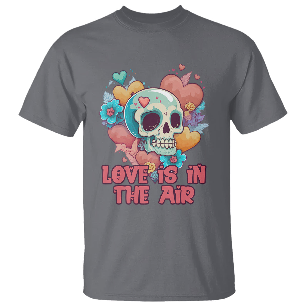 floral-skull-t-shirt-funny-love-in-the-air-floral-skull-anti-valentines-day