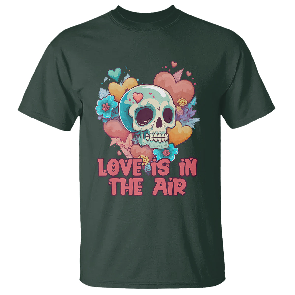 floral-skull-t-shirt-funny-love-in-the-air-floral-skull-anti-valentines-day