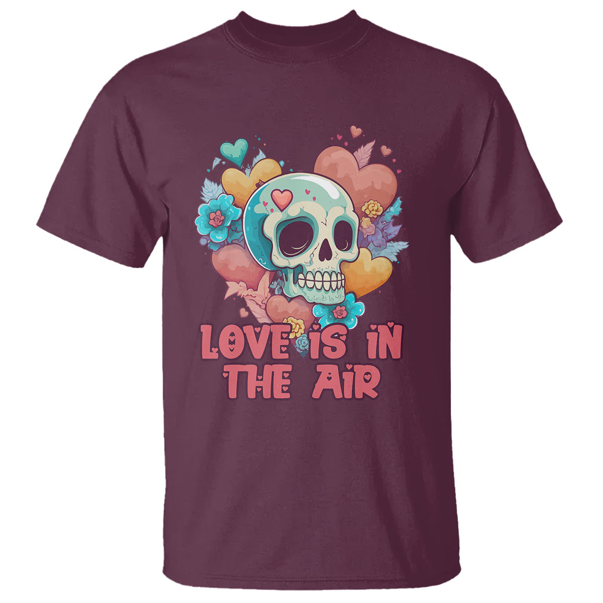 floral-skull-t-shirt-funny-love-in-the-air-floral-skull-anti-valentines-day