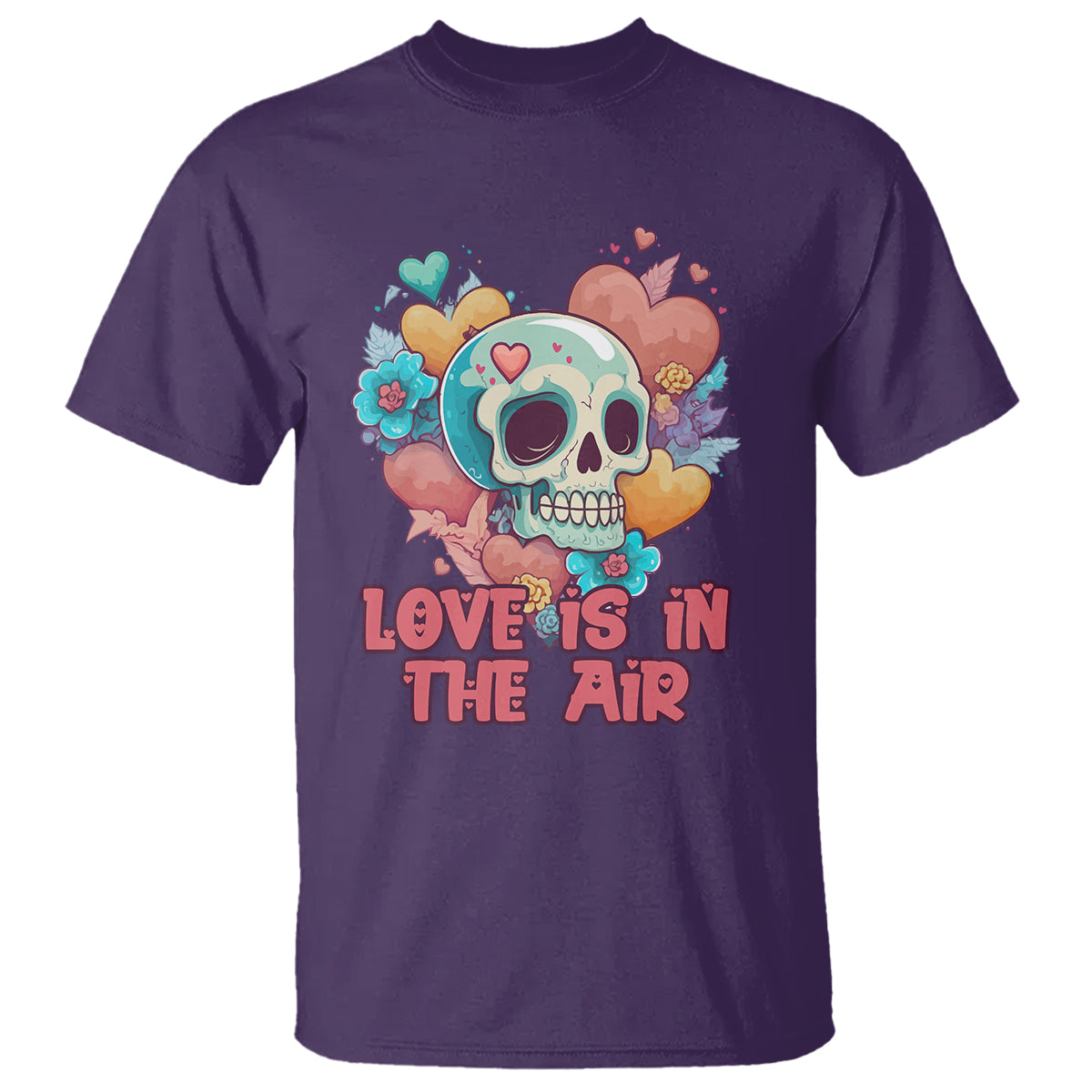 floral-skull-t-shirt-funny-love-in-the-air-floral-skull-anti-valentines-day