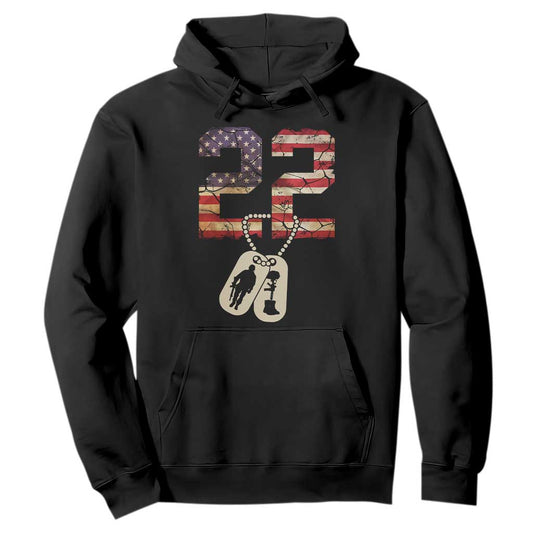 Veteran PTSD 22 Every Day Hoodie American Flag Dog Tags Suicide Prevention Support