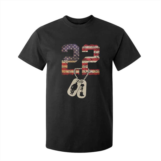 Veteran PTSD 22 Every Day T Shirt For Kid American Flag Dog Tags Suicide Prevention Support