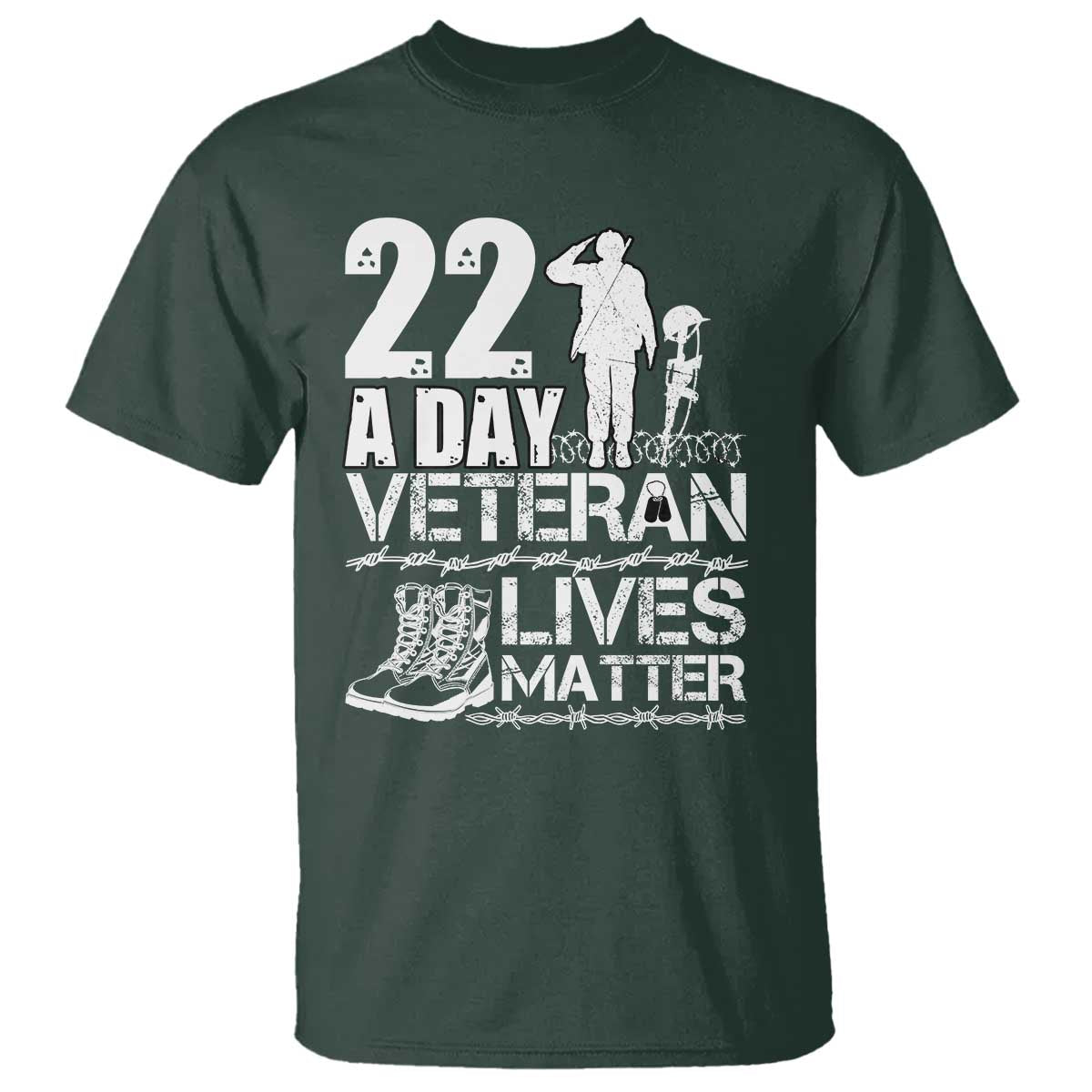 Veteran PTSD 22 Every Day T Shirt Lives Matter Suicide Prevention Support