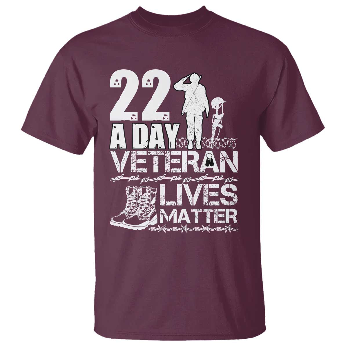 Veteran PTSD 22 Every Day T Shirt Lives Matter Suicide Prevention Support