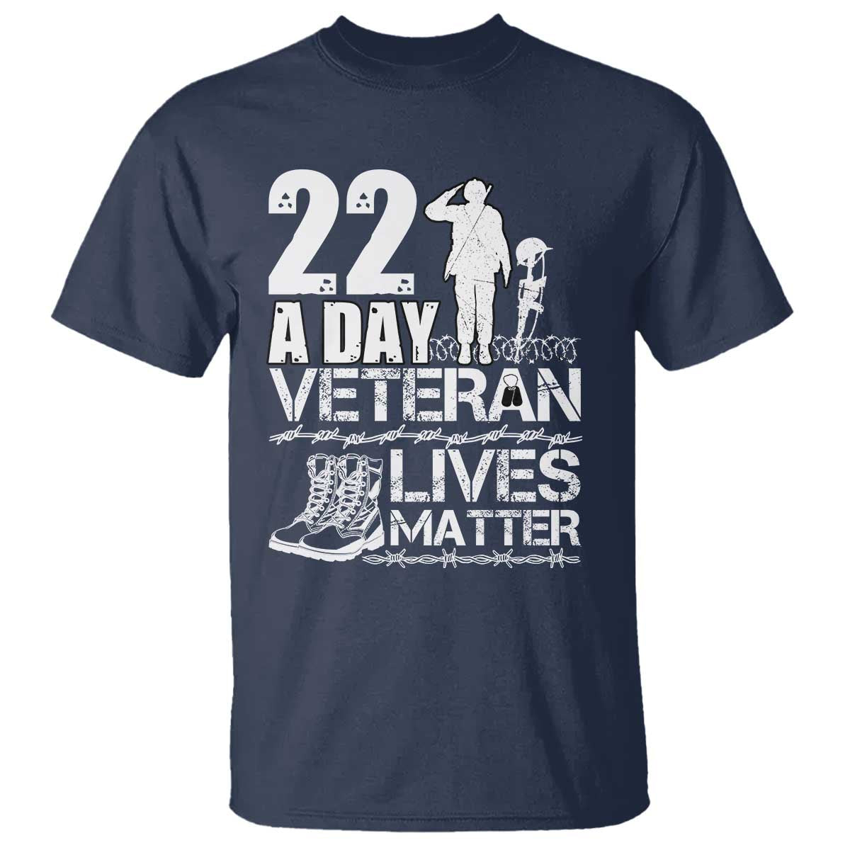 Veteran PTSD 22 Every Day T Shirt Lives Matter Suicide Prevention Support