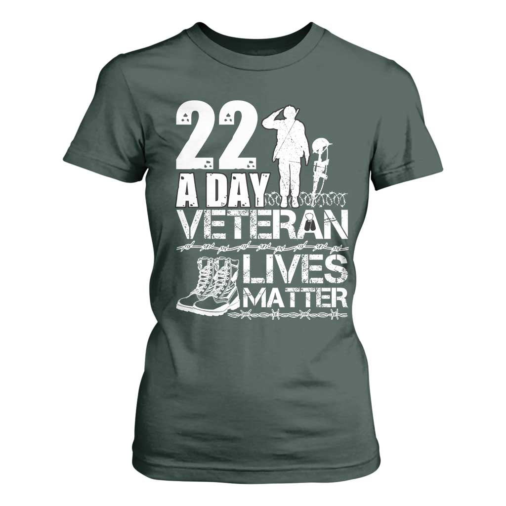 Veteran PTSD 22 Every Day T Shirt For Women Lives Matter Suicide Prevention Support