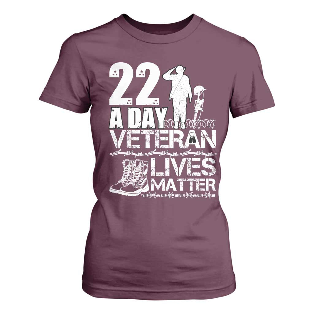 Veteran PTSD 22 Every Day T Shirt For Women Lives Matter Suicide Prevention Support