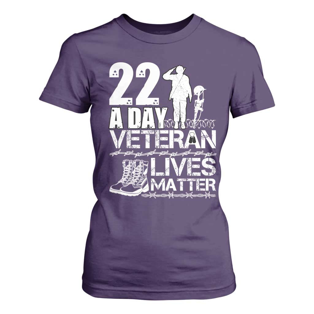 Veteran PTSD 22 Every Day T Shirt For Women Lives Matter Suicide Prevention Support