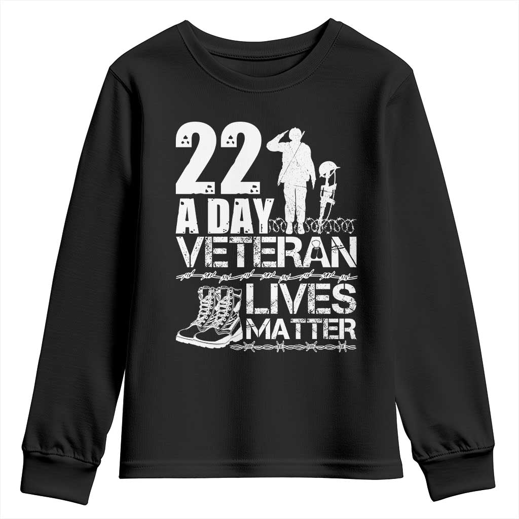 Veteran PTSD 22 Every Day Youth Sweatshirt Lives Matter Suicide Prevention Support