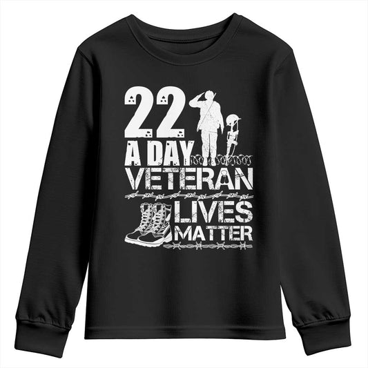 Veteran PTSD 22 Every Day Youth Sweatshirt Lives Matter Suicide Prevention Support