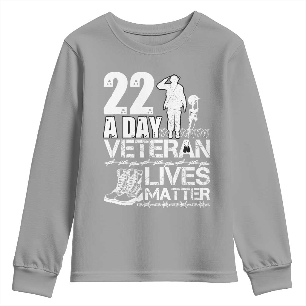 Veteran PTSD 22 Every Day Youth Sweatshirt Lives Matter Suicide Prevention Support