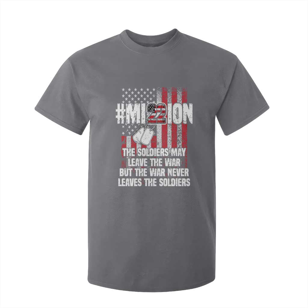 Veteran PTSD 22 Every Day T Shirt For Kid Mission American Flag Suicide Prevention Support