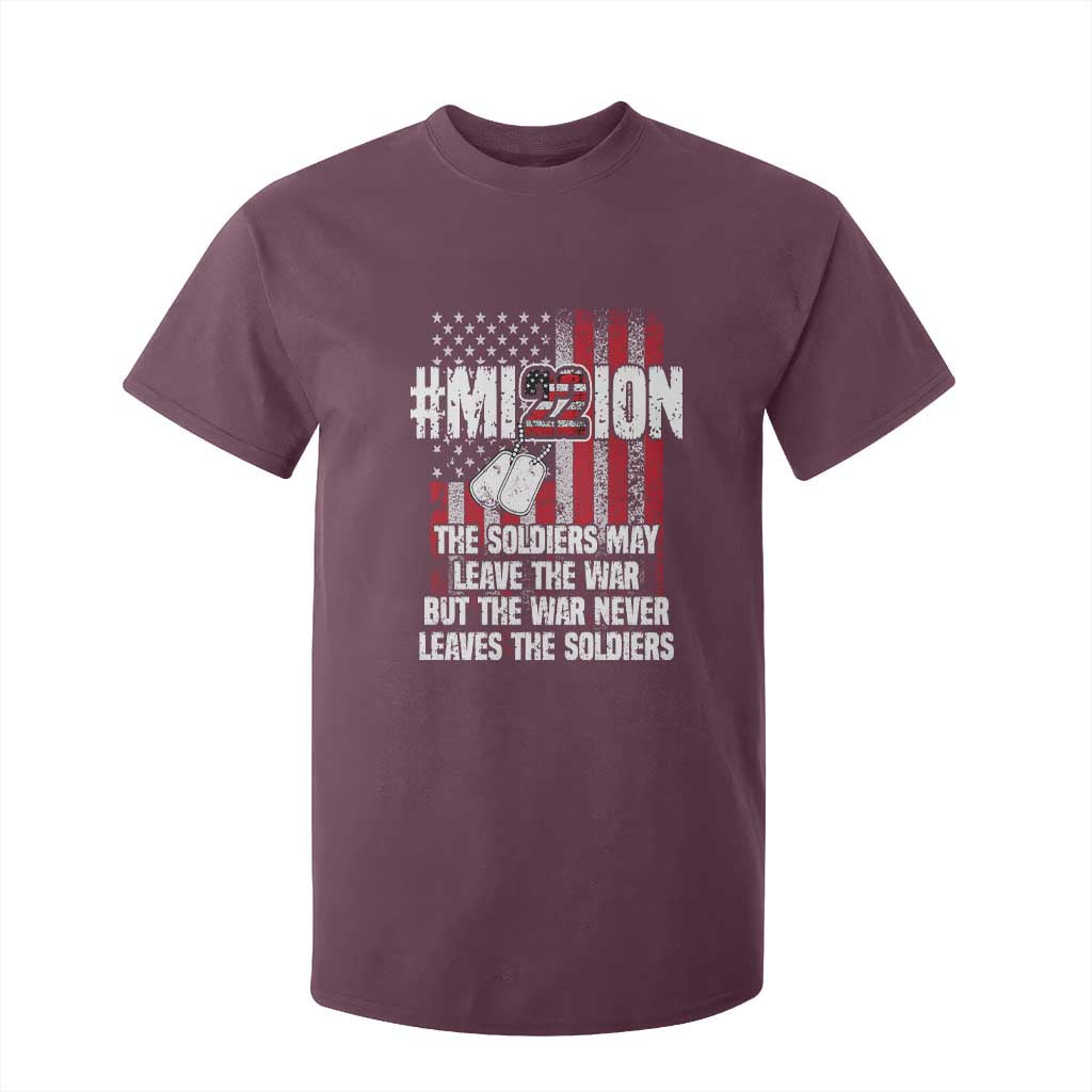 Veteran PTSD 22 Every Day T Shirt For Kid Mission American Flag Suicide Prevention Support