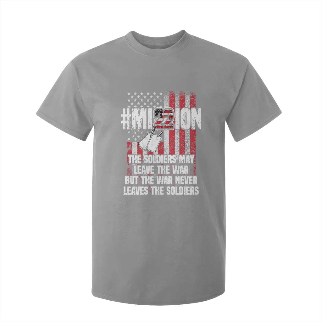 Veteran PTSD 22 Every Day T Shirt For Kid Mission American Flag Suicide Prevention Support