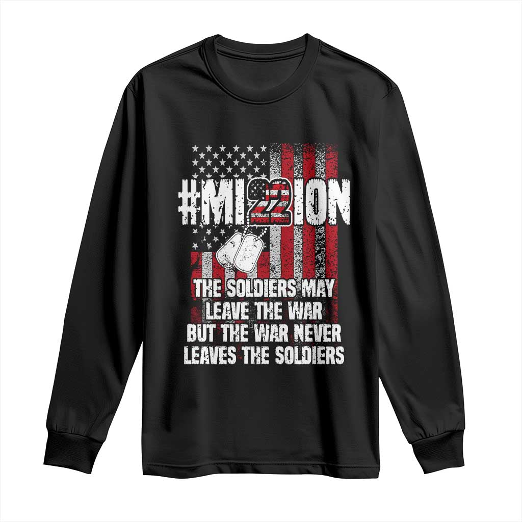 Veteran PTSD 22 Every Day Long Sleeve Shirt Mission American Flag Suicide Prevention Support