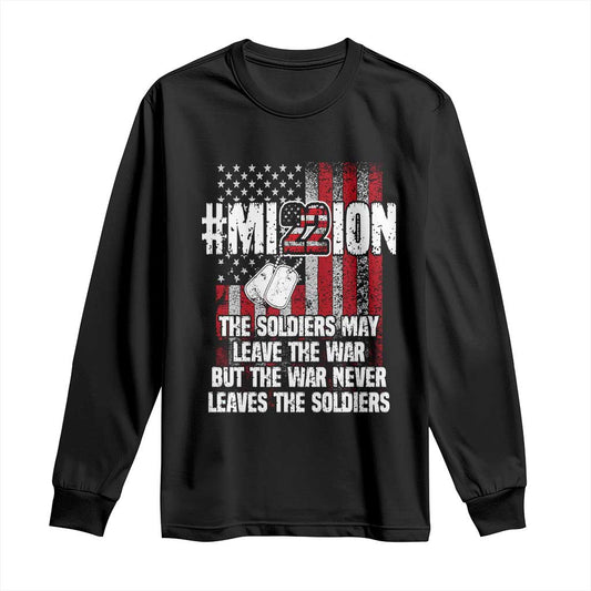 Veteran PTSD 22 Every Day Long Sleeve Shirt Mission American Flag Suicide Prevention Support
