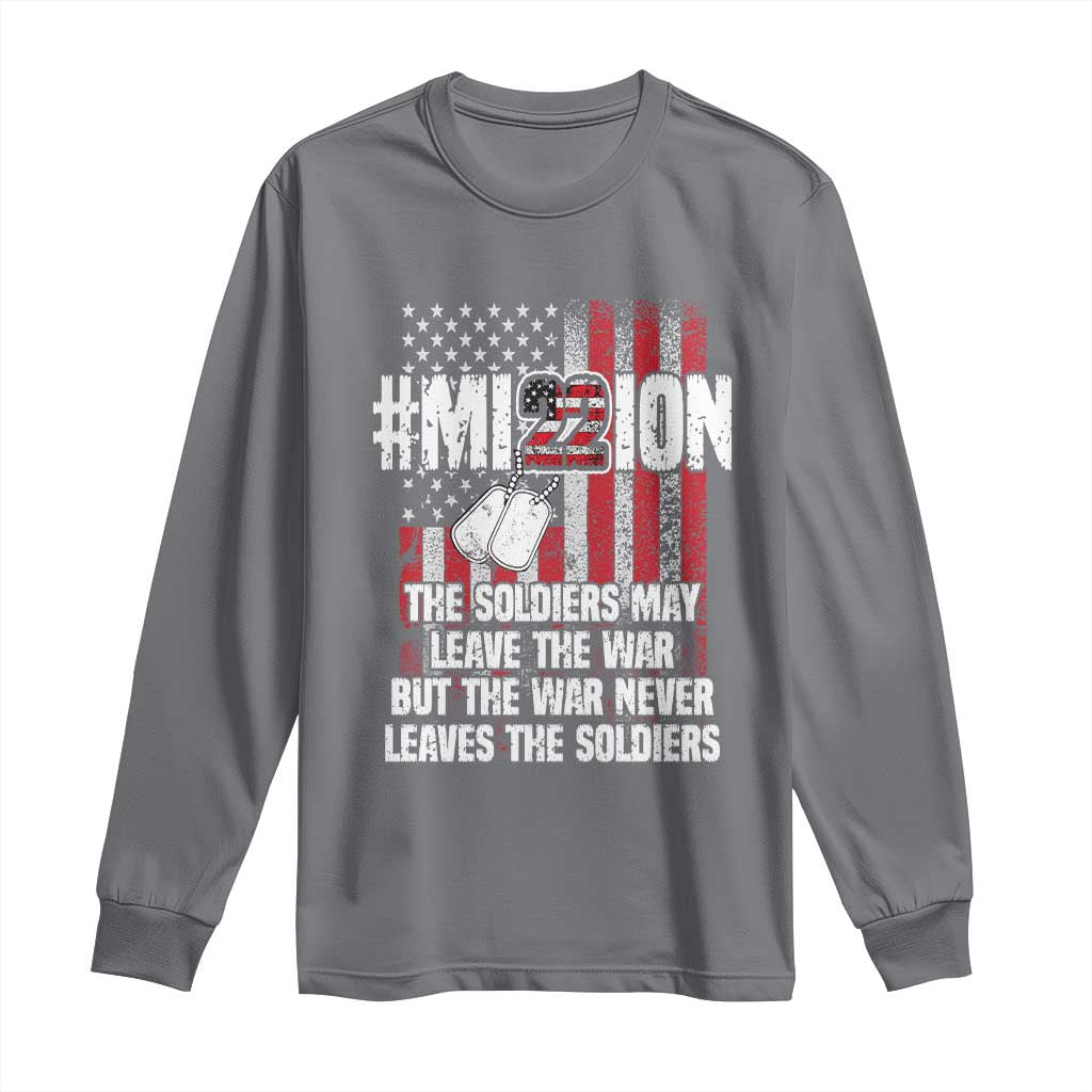 Veteran PTSD 22 Every Day Long Sleeve Shirt Mission American Flag Suicide Prevention Support