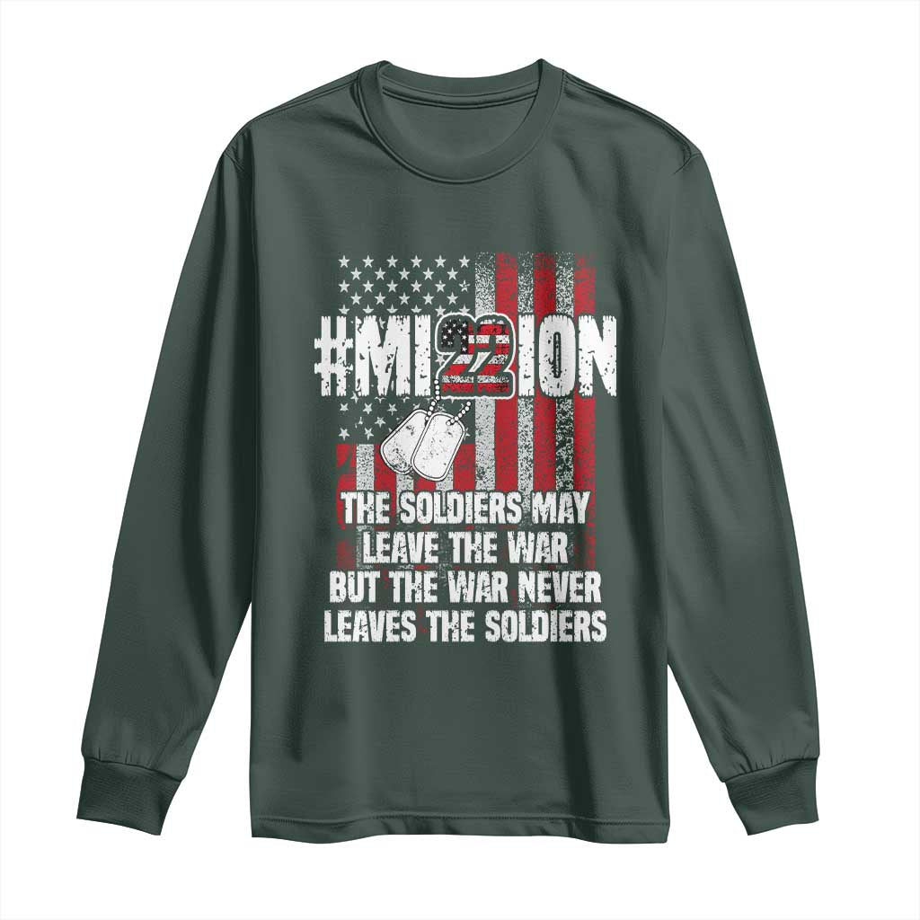 Veteran PTSD 22 Every Day Long Sleeve Shirt Mission American Flag Suicide Prevention Support