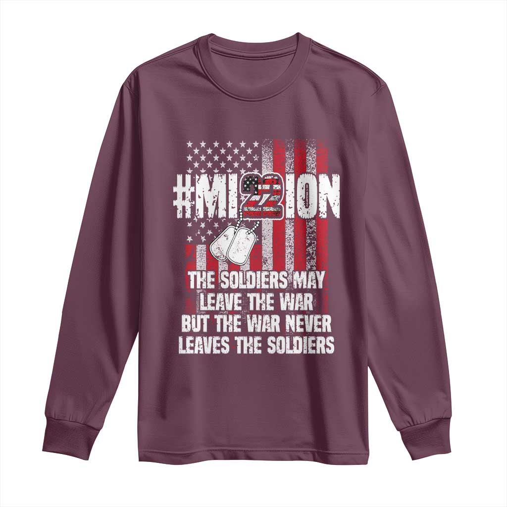 Veteran PTSD 22 Every Day Long Sleeve Shirt Mission American Flag Suicide Prevention Support