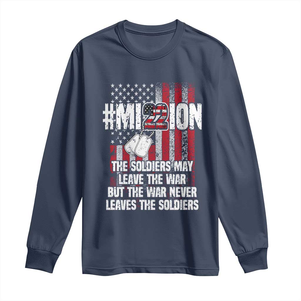 Veteran PTSD 22 Every Day Long Sleeve Shirt Mission American Flag Suicide Prevention Support