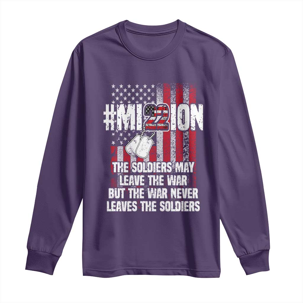Veteran PTSD 22 Every Day Long Sleeve Shirt Mission American Flag Suicide Prevention Support