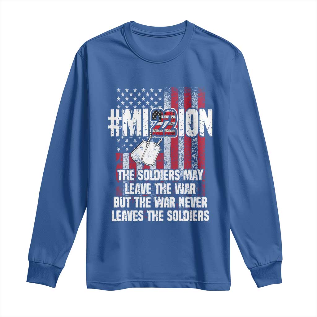 Veteran PTSD 22 Every Day Long Sleeve Shirt Mission American Flag Suicide Prevention Support