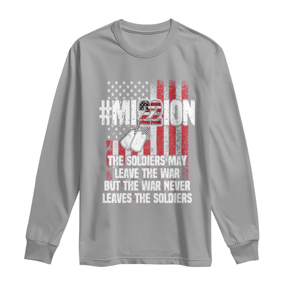 Veteran PTSD 22 Every Day Long Sleeve Shirt Mission American Flag Suicide Prevention Support