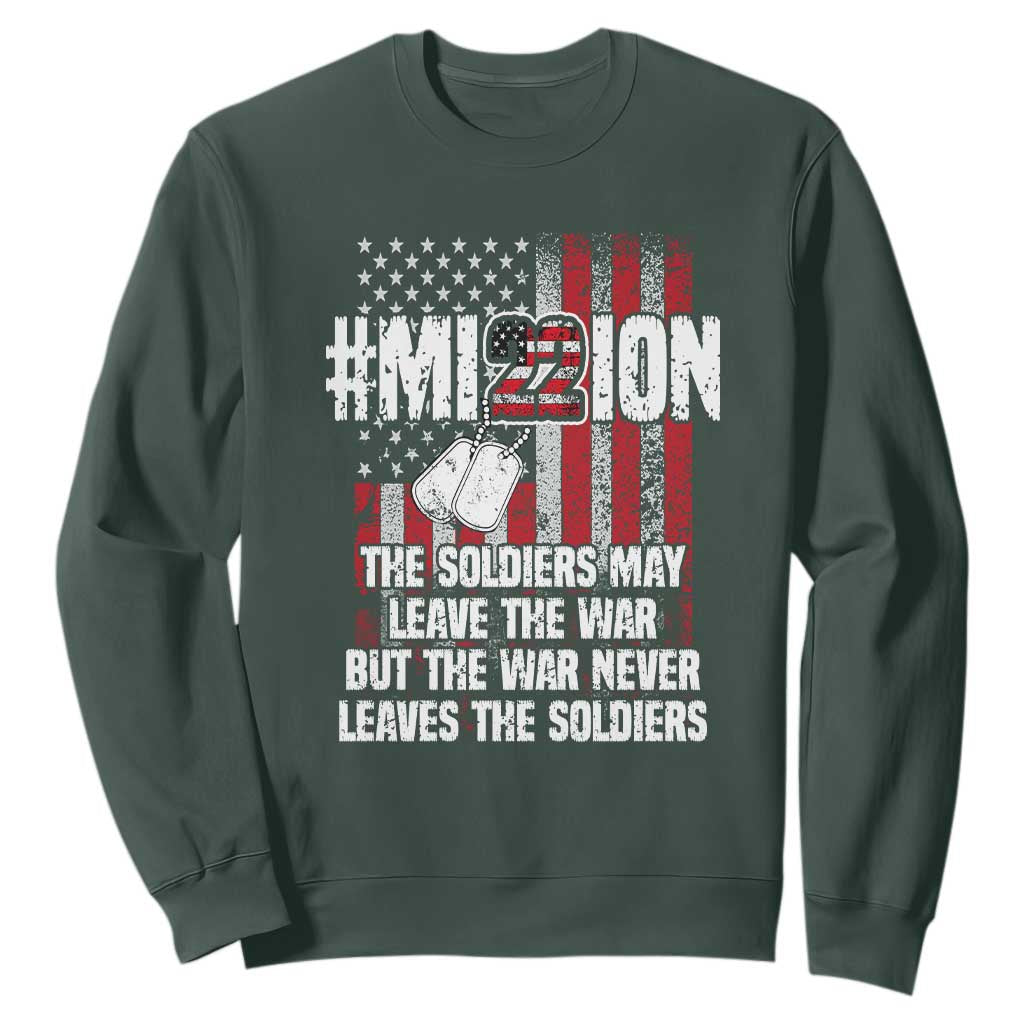 Veteran PTSD 22 Every Day Sweatshirt Mission American Flag Suicide Prevention Support