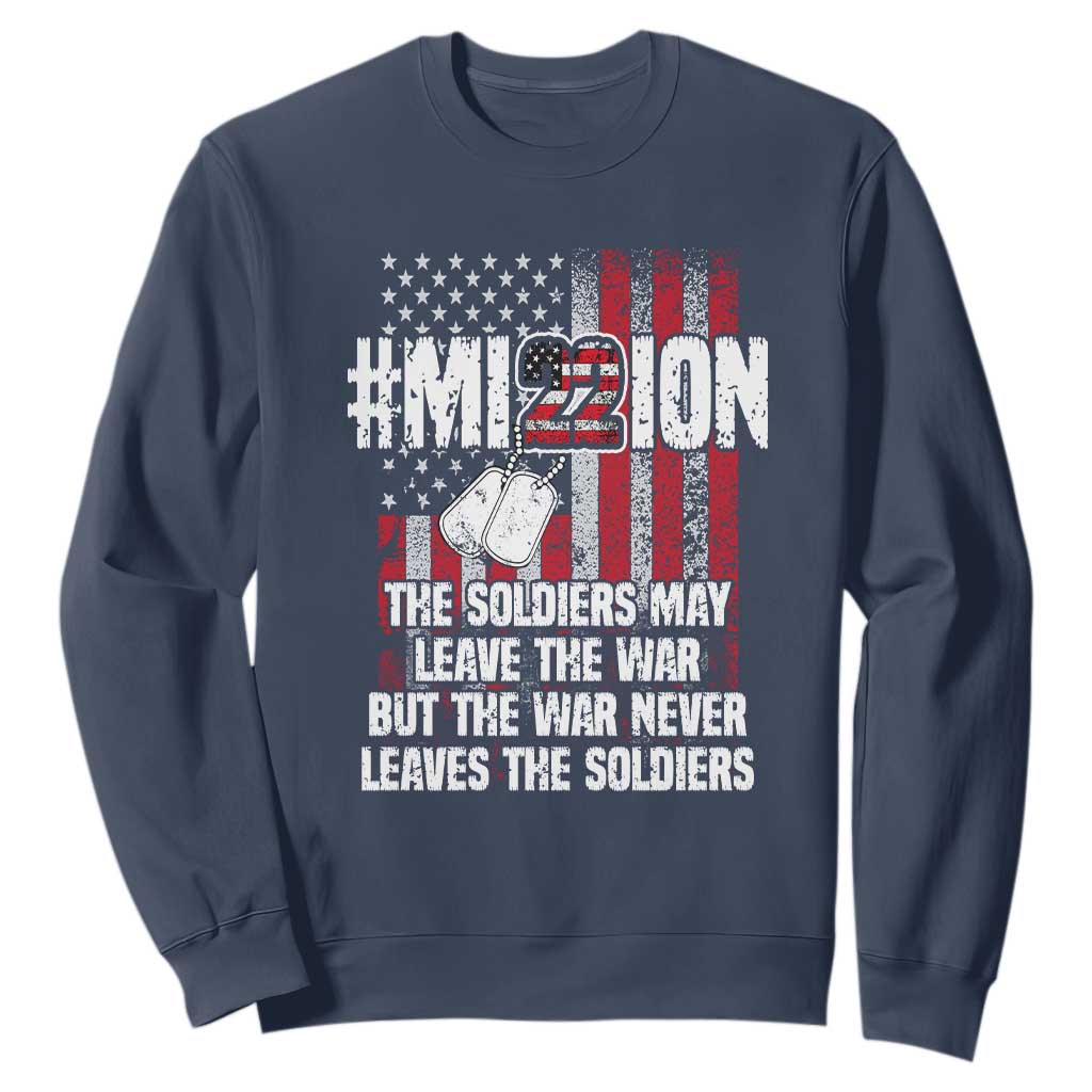 Veteran PTSD 22 Every Day Sweatshirt Mission American Flag Suicide Prevention Support