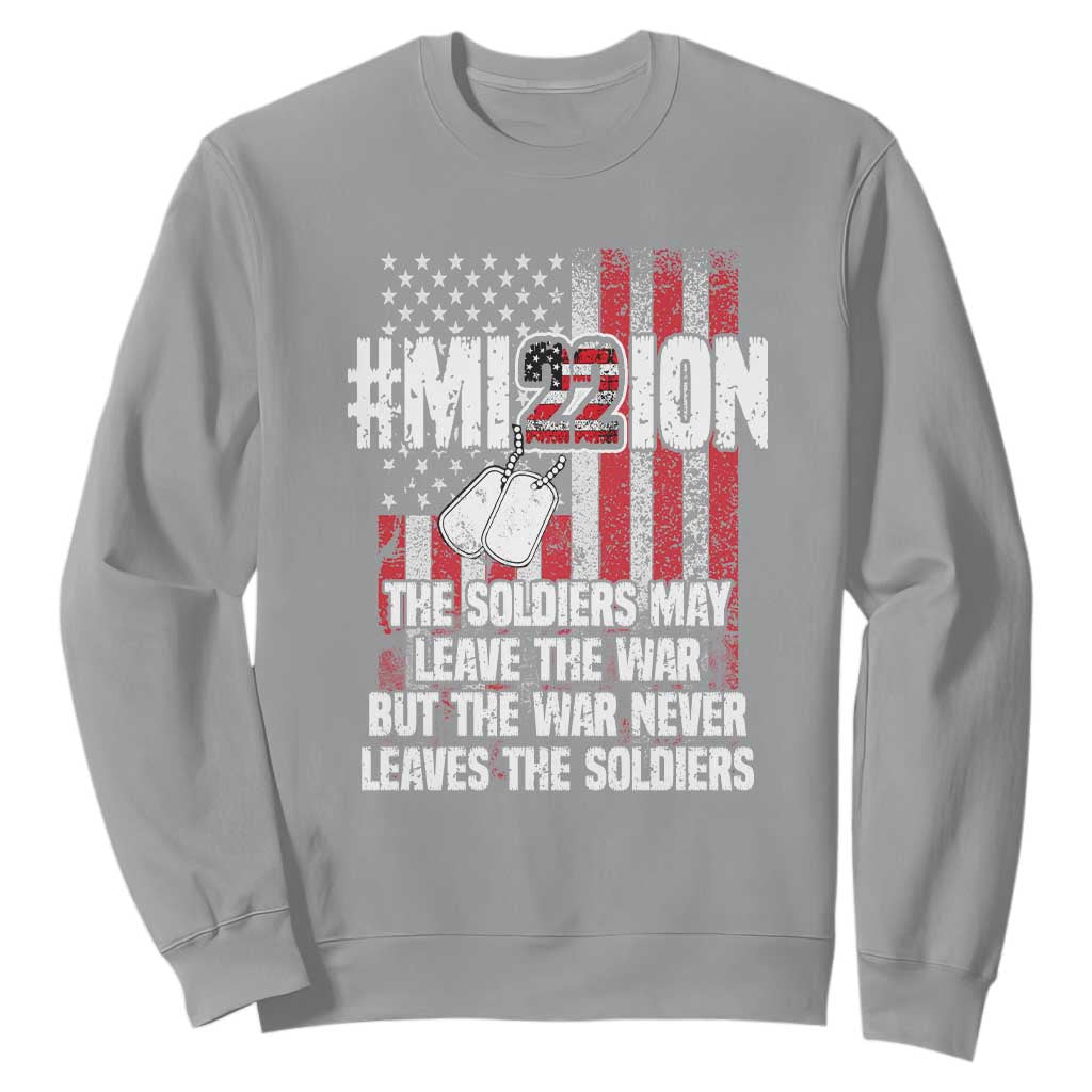 Veteran PTSD 22 Every Day Sweatshirt Mission American Flag Suicide Prevention Support