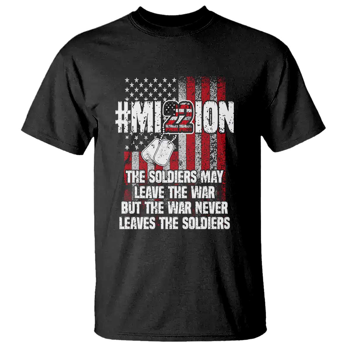 Veteran PTSD 22 Every Day T Shirt Mission American Flag Suicide Prevention Support
