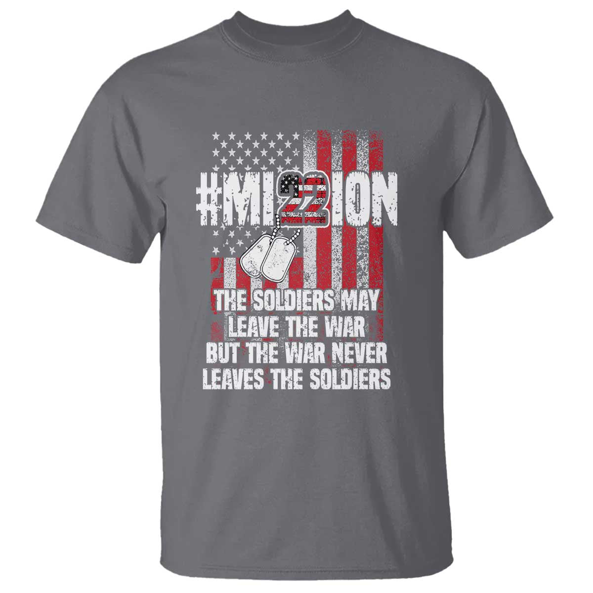 Veteran PTSD 22 Every Day T Shirt Mission American Flag Suicide Prevention Support
