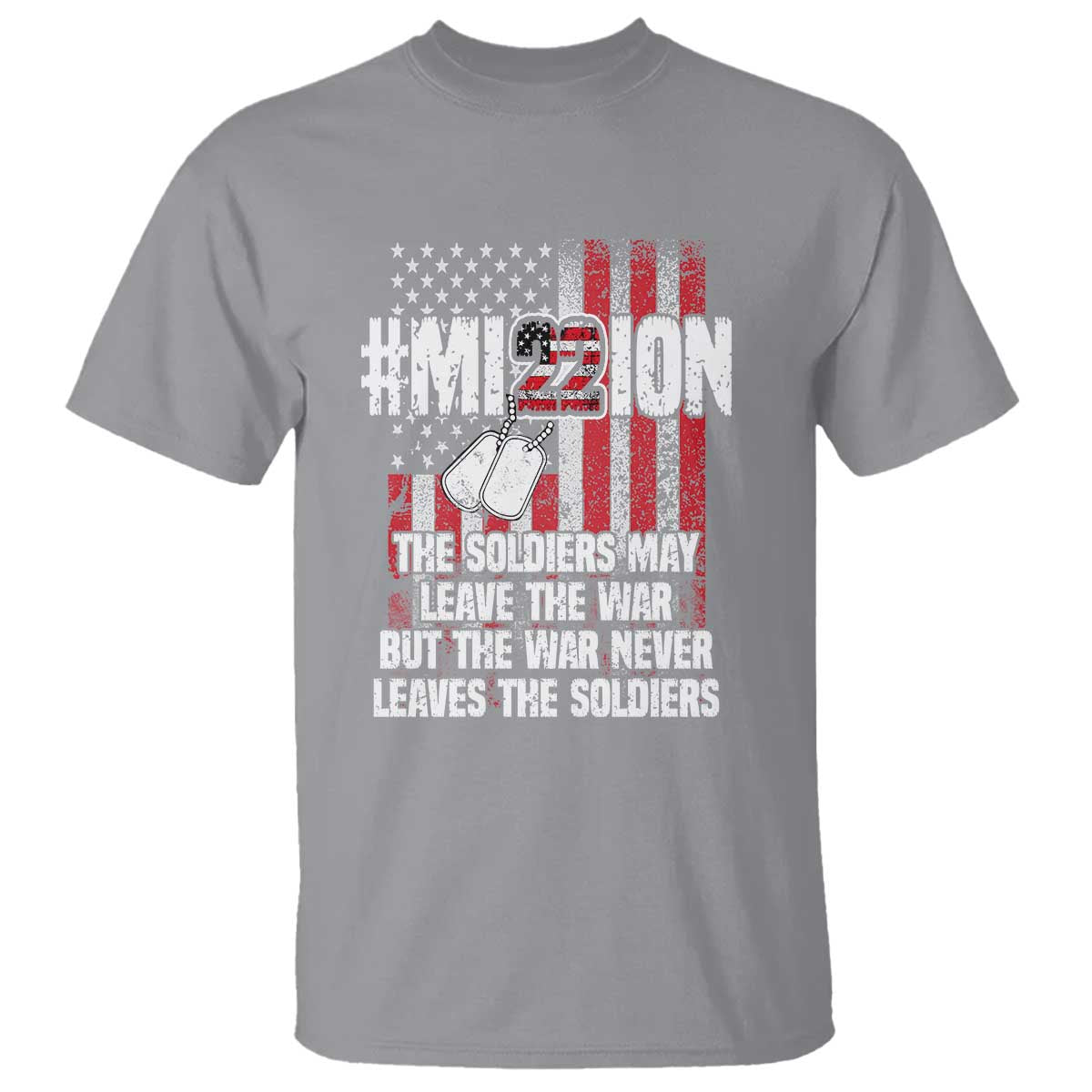 Veteran PTSD 22 Every Day T Shirt Mission American Flag Suicide Prevention Support