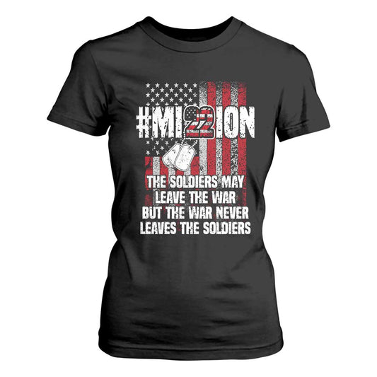 Veteran PTSD 22 Every Day T Shirt For Women Mission American Flag Suicide Prevention Support