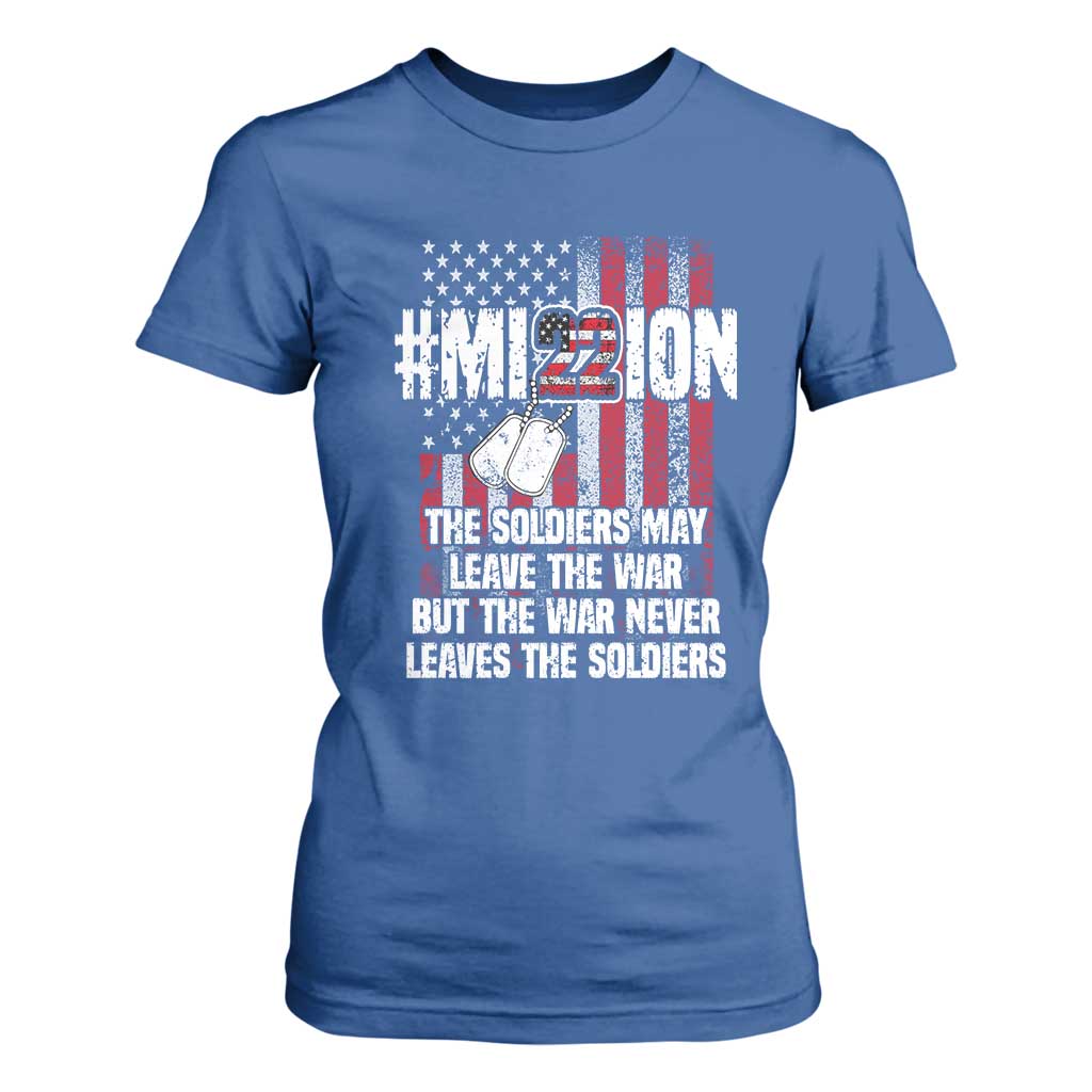 Veteran PTSD 22 Every Day T Shirt For Women Mission American Flag Suicide Prevention Support
