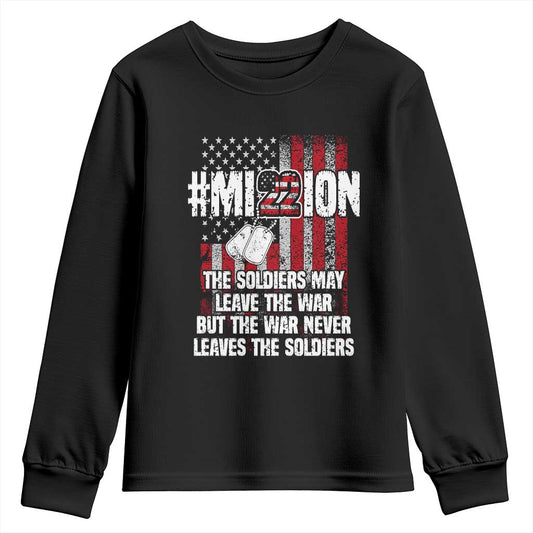 Veteran PTSD 22 Every Day Youth Sweatshirt Mission American Flag Suicide Prevention Support