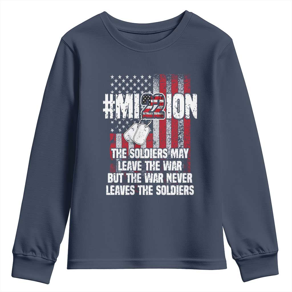 Veteran PTSD 22 Every Day Youth Sweatshirt Mission American Flag Suicide Prevention Support