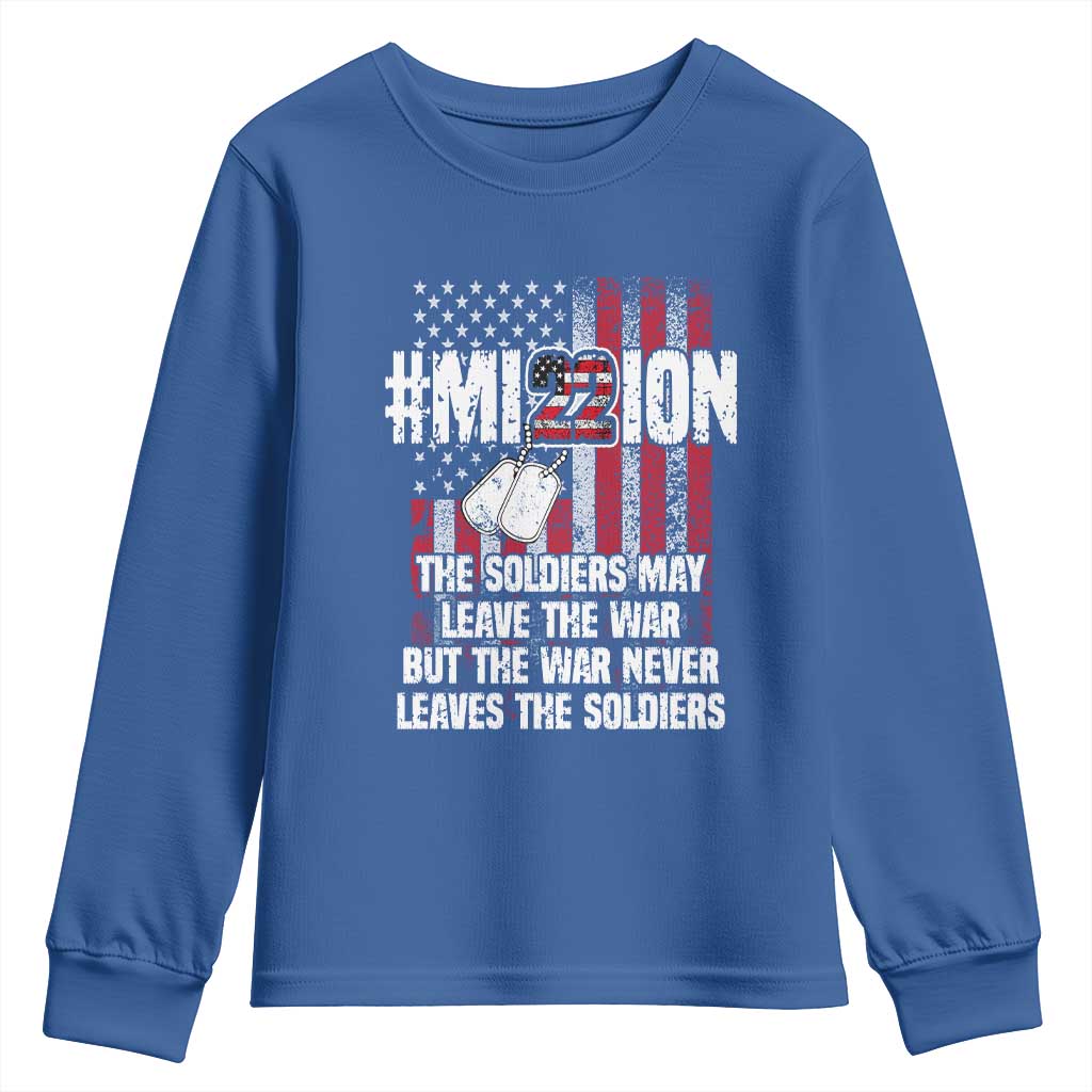 Veteran PTSD 22 Every Day Youth Sweatshirt Mission American Flag Suicide Prevention Support