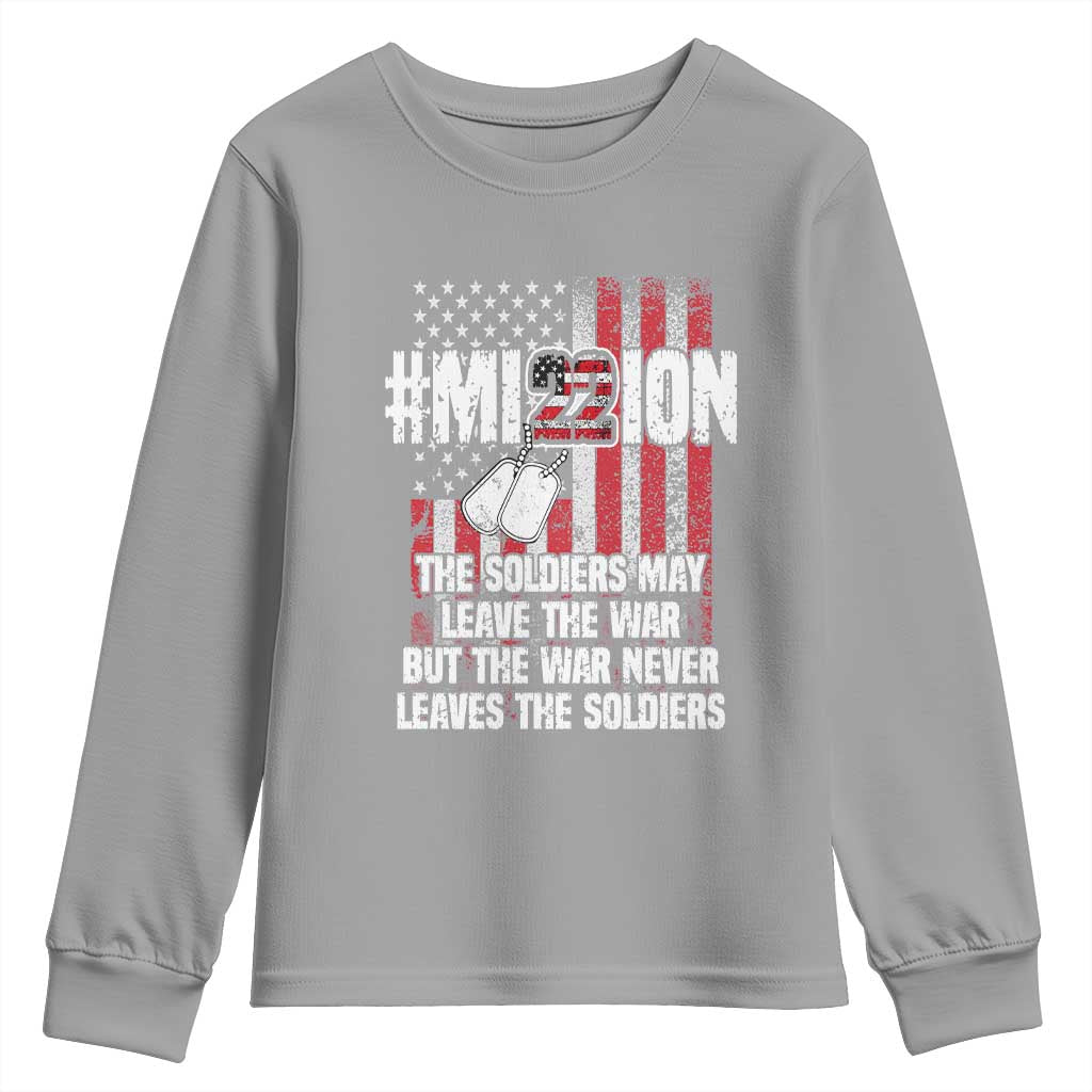 Veteran PTSD 22 Every Day Youth Sweatshirt Mission American Flag Suicide Prevention Support