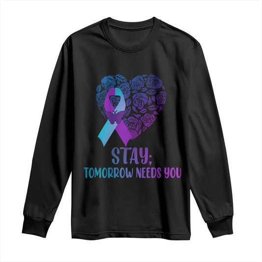 Suicide Prevention Support Long Sleeve Shirt Stay Mental Health Semicolon