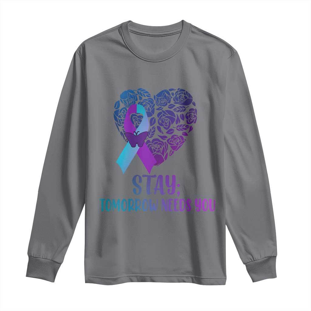 Suicide Prevention Support Long Sleeve Shirt Stay Mental Health Semicolon