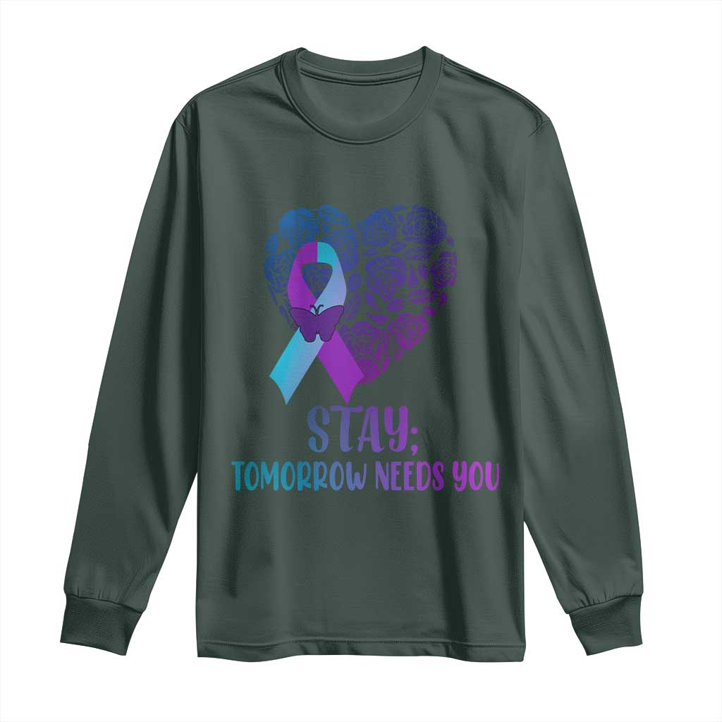 Suicide Prevention Support Long Sleeve Shirt Stay Mental Health Semicolon