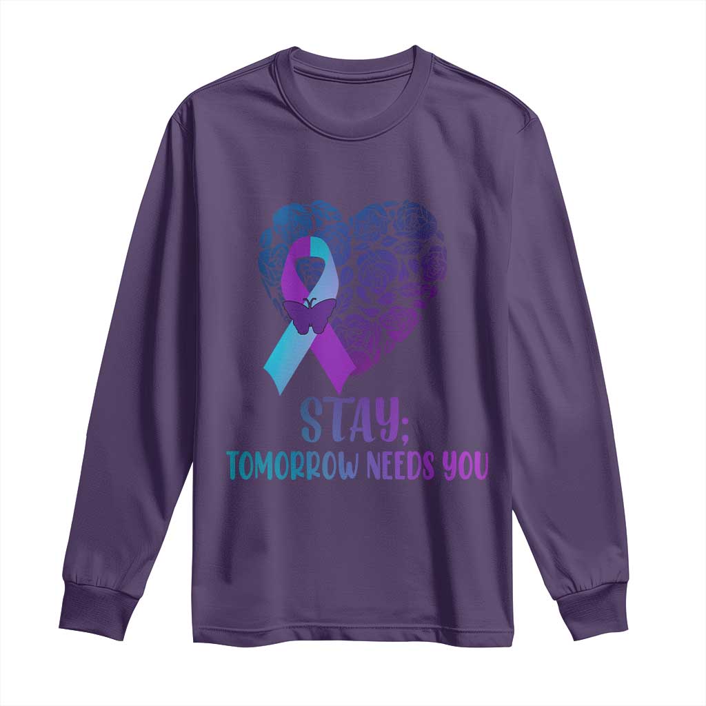 Suicide Prevention Support Long Sleeve Shirt Stay Mental Health Semicolon