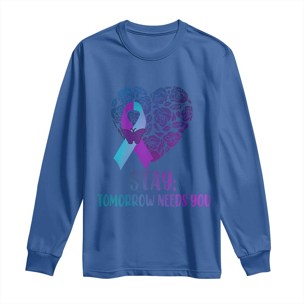 Suicide Prevention Support Long Sleeve Shirt Stay Mental Health Semicolon
