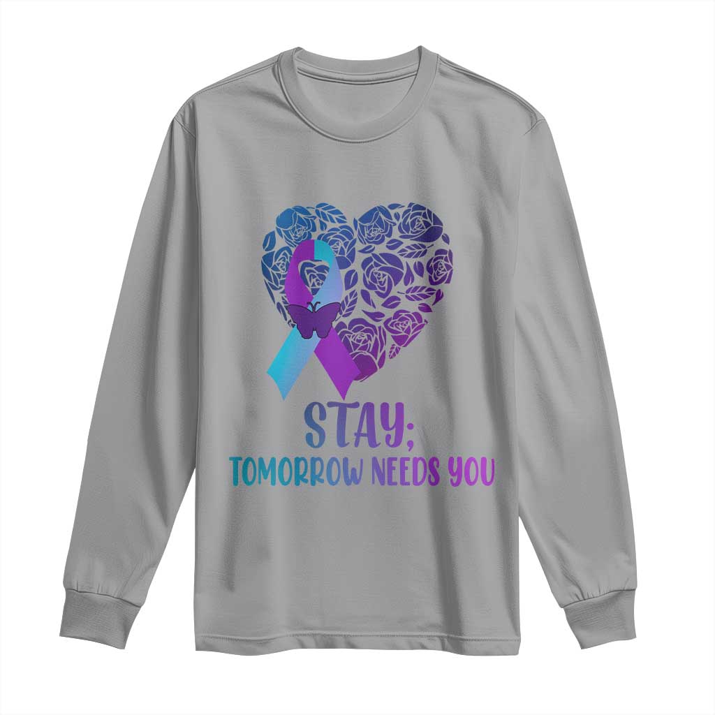Suicide Prevention Support Long Sleeve Shirt Stay Mental Health Semicolon