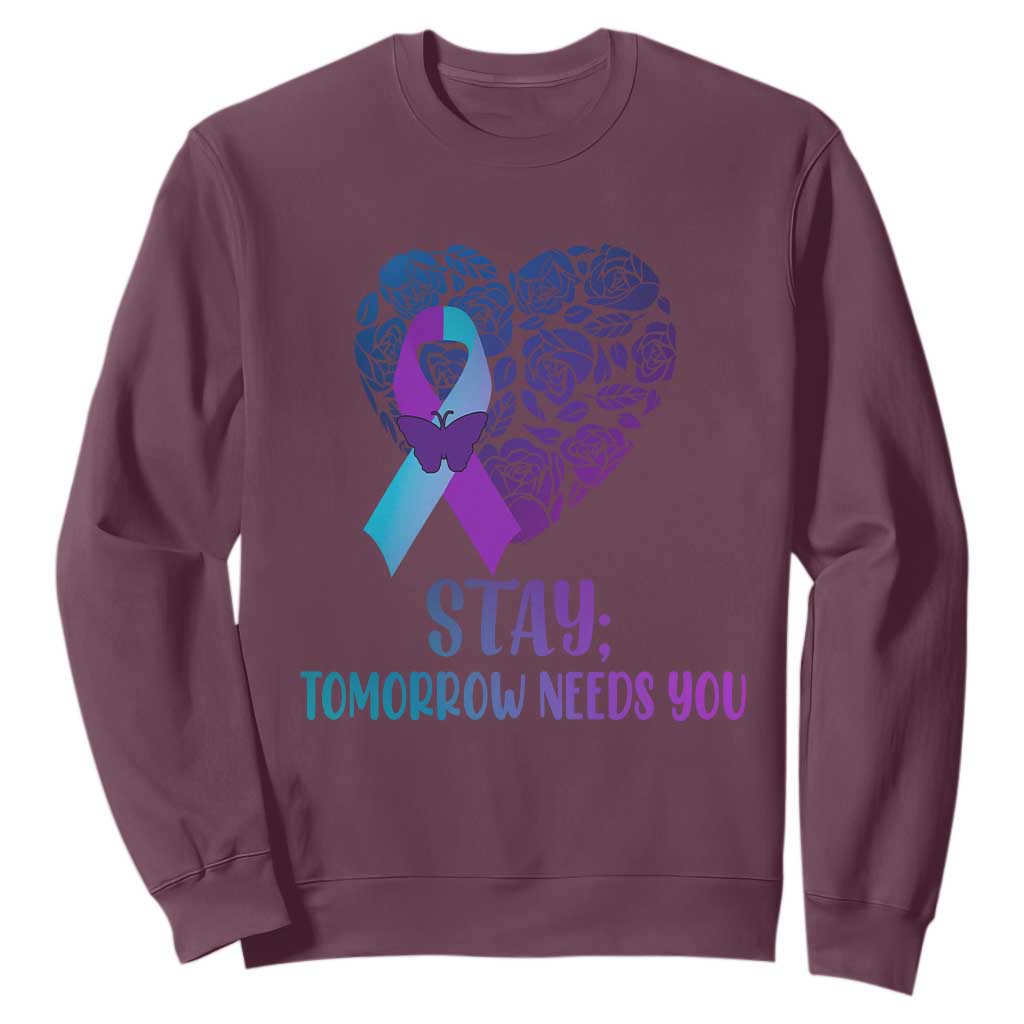 Suicide Prevention Support Sweatshirt Stay Mental Health Semicolon