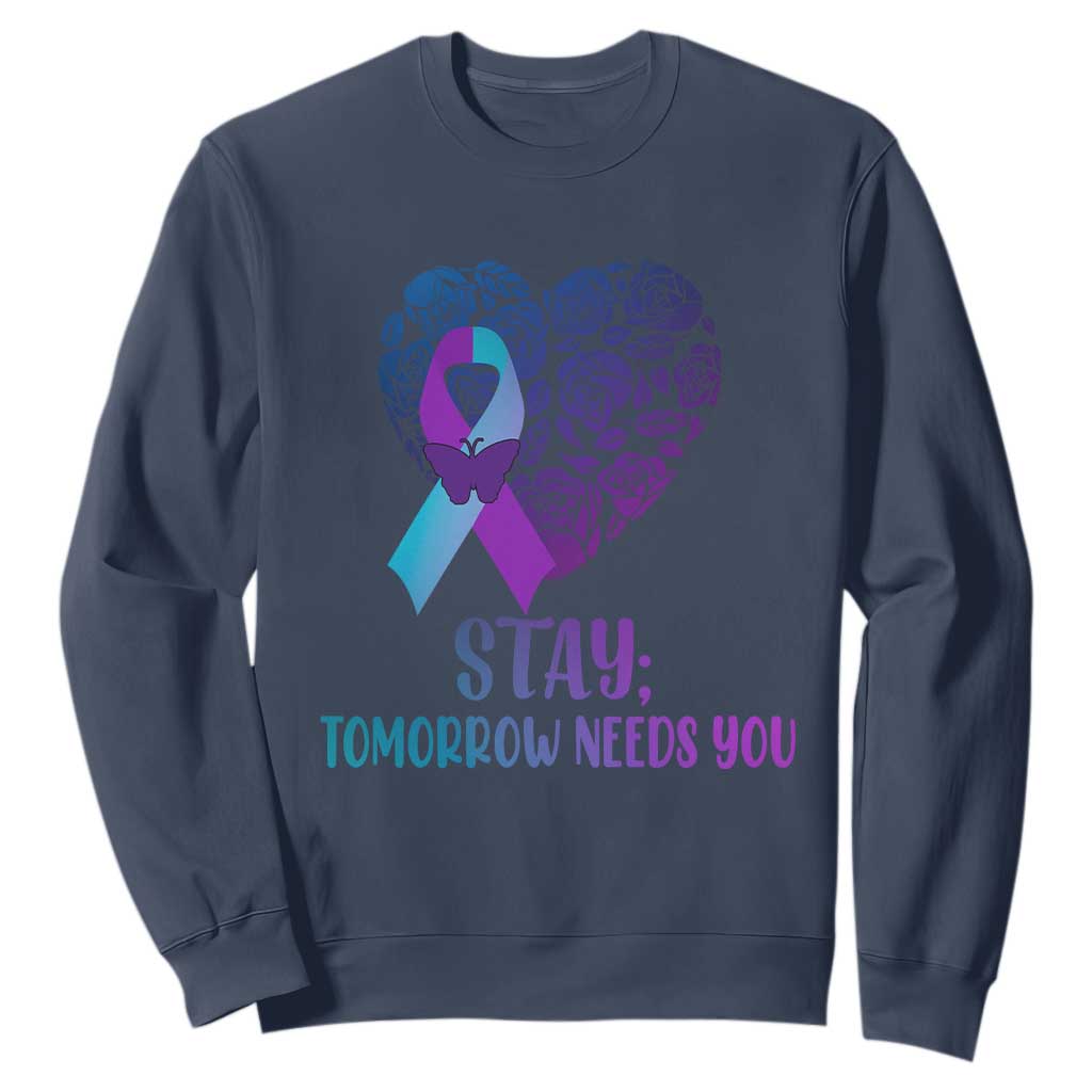 Suicide Prevention Support Sweatshirt Stay Mental Health Semicolon