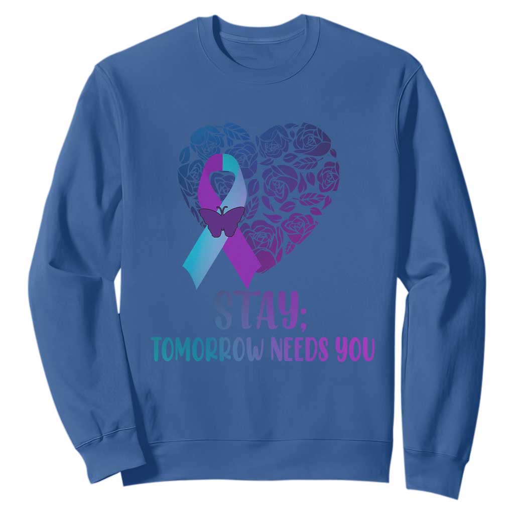 Suicide Prevention Support Sweatshirt Stay Mental Health Semicolon