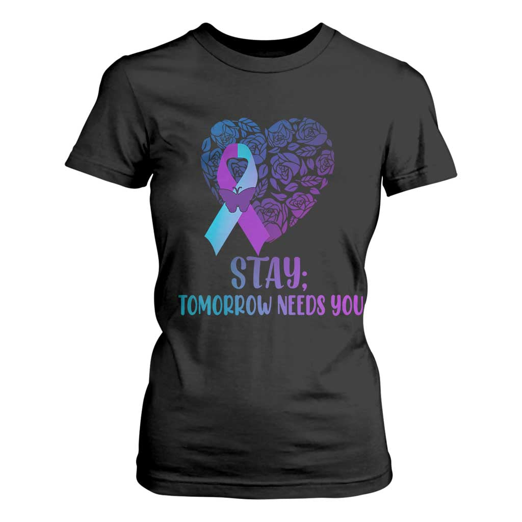 Suicide Prevention Support T Shirt For Women Stay Mental Health Semicolon